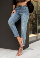 Pantaloni din denim z nadrukami When It Turned albastre