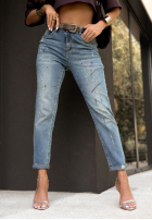 Pantaloni din denim z nadrukami When It Turned albastre