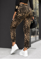 Pantaloni din denim cu model tip panteră Mixed Feelings beżowo-negre