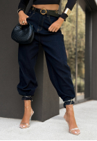 Pantaloni din denim balloon Like Last Year bluemarin