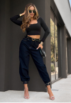 Pantaloni din denim balloon Like Last Year bluemarin