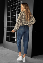 Cămașă w kratę z naszywką Vintage Teddy biało-negru