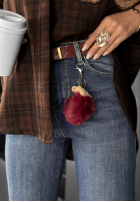 Pantaloni din denim mom fit z paskiem Feel Alive albastre