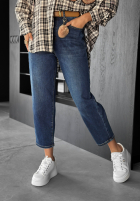Pantaloni din denim mom fit Live Fearless ciemnoniebieskie