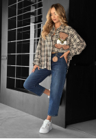 Pantaloni din denim mom fit Live Fearless ciemnoniebieskie