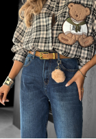 Pantaloni din denim mom fit Live Fearless ciemnoniebieskie