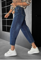 Pantaloni din denim mom fit Live Fearless ciemnoniebieskie