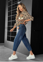 Pantaloni din denim mom fit Live Fearless ciemnoniebieskie