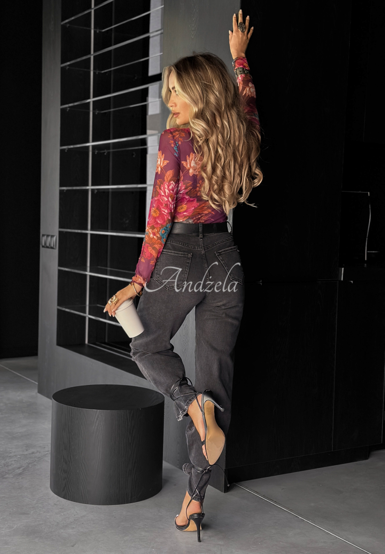 Body din plasă Out Of Reach cu imprimeu floral
