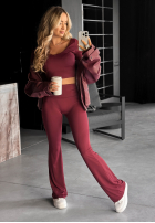 din material textil Pantaloni dzwony Something Necessary burgundowe