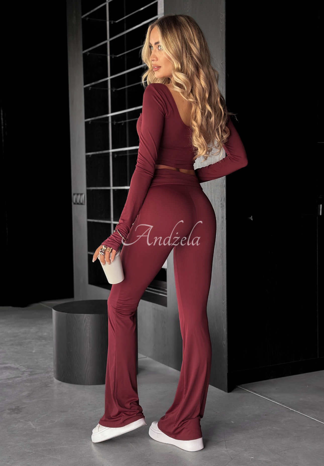 Pantaloni evazați din material Something Necessary