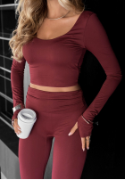 Scurtă Bluză longsleeve Something Necessary burgundowa