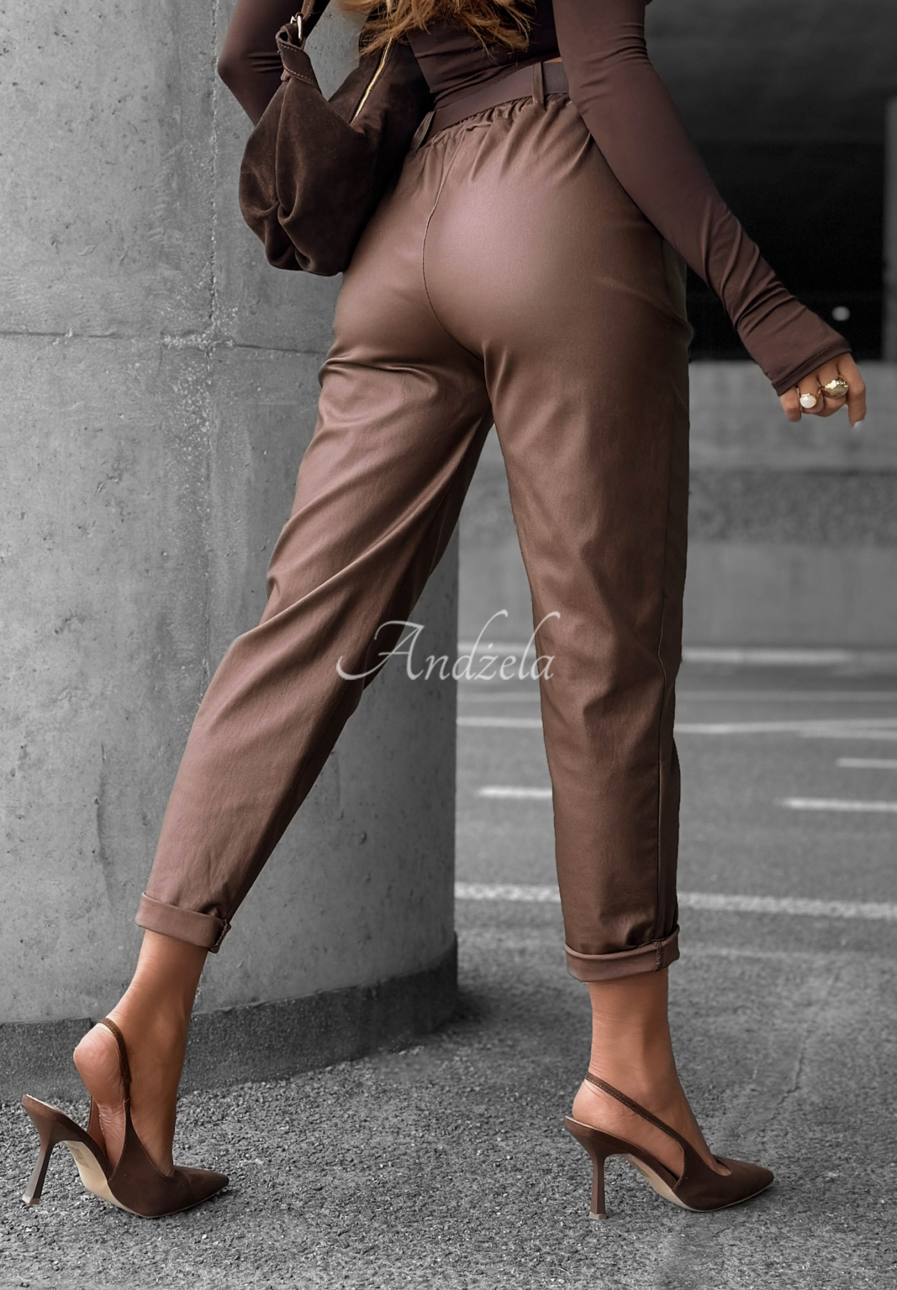 Pantaloni din piele All Or Nothing cu curea