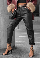 Skórzane Pantaloni z paskiem All Or Nothing negre