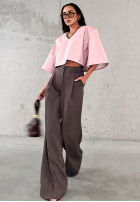 Eleganckie Pantaloni wide leg La Milla Own Rules ciocolatii