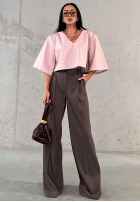 Eleganckie Pantaloni wide leg La Milla Own Rules ciocolatii