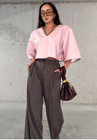 Eleganckie Pantaloni wide leg La Milla Own Rules ciocolatii