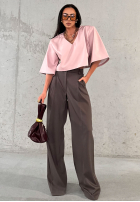 Eleganckie Pantaloni wide leg La Milla Own Rules ciocolatii