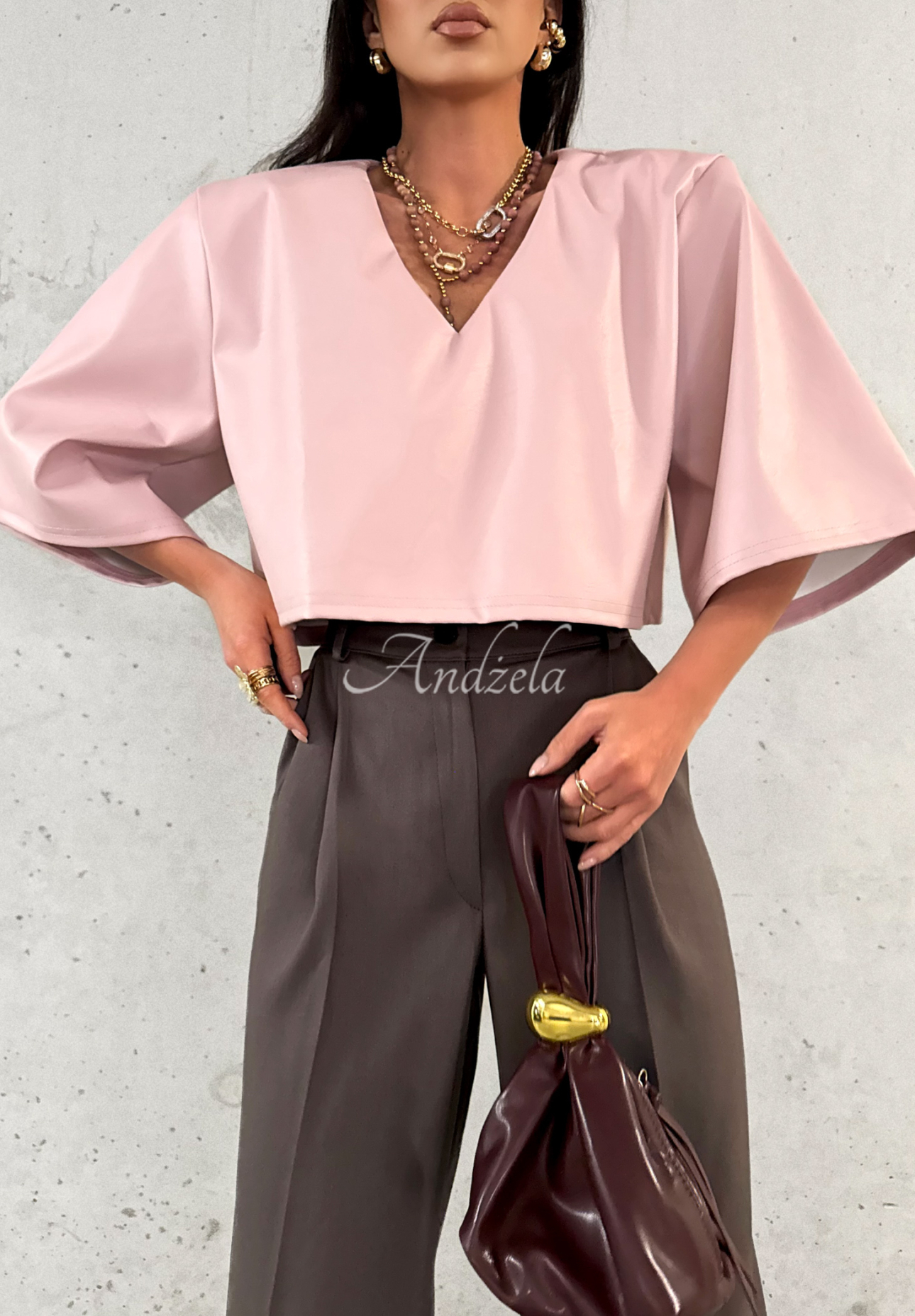 Pantaloni eleganți wide leg din viscoză La Milla Coffee First