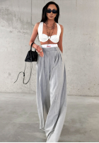 Eleganckie Pantaloni wide leg w paski La Milla Think About Us gri