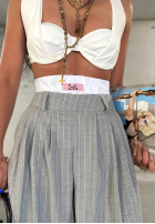 Eleganckie Pantaloni wide leg w paski La Milla Think About Us gri