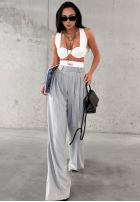 Eleganckie Pantaloni wide leg w paski La Milla Think About Us gri