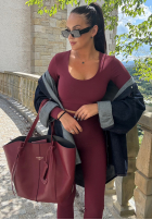 Compleu Bluză i Colanți Glow Up burgundowy