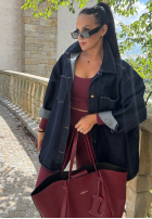 Compleu Bluză i Colanți Glow Up burgundowy