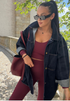 Compleu Bluză i Colanți Glow Up burgundowy