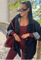 Compleu Bluză i Colanți Glow Up burgundowy