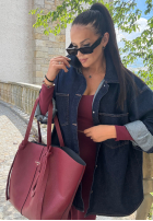 Compleu Bluză i Colanți Glow Up burgundowy