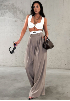 Eleganckie Pantaloni wide leg w paski La Milla Think About Us mokka