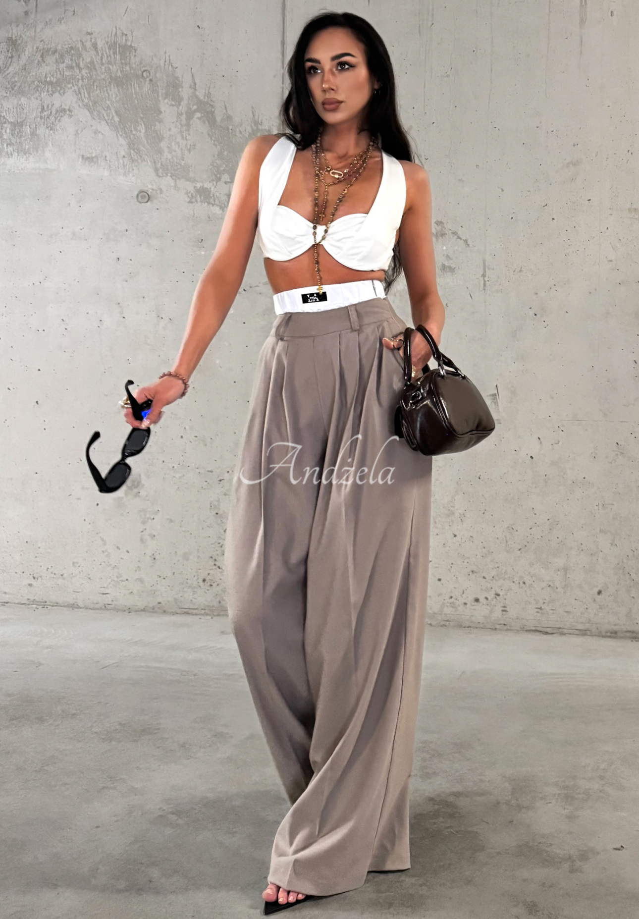 Pantaloni wide leg din viscoză La Milla Think About Us