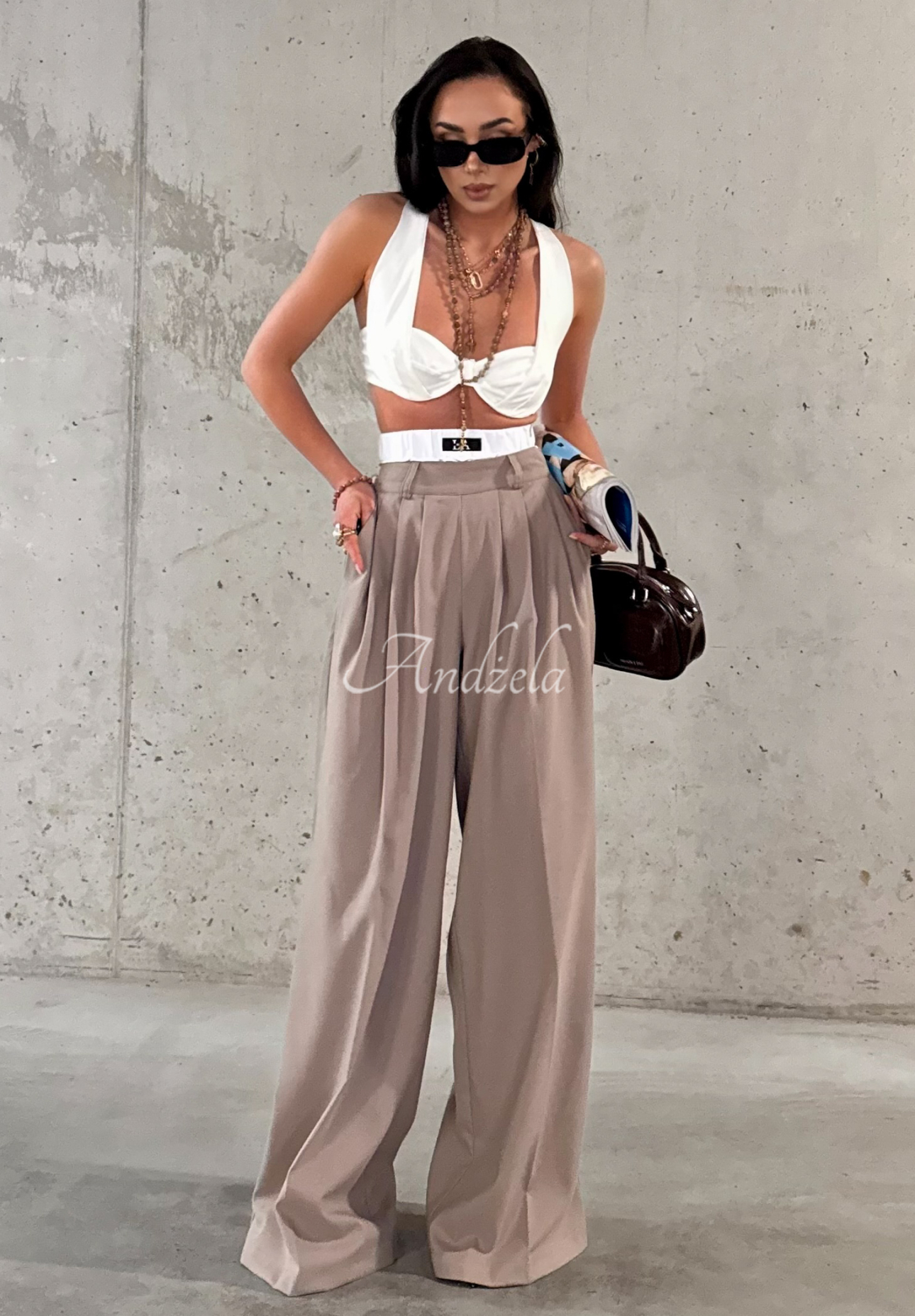 Pantaloni wide leg din viscoză La Milla Think About Us