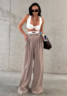Pantaloni wide leg din viscoză La Milla Think About Us