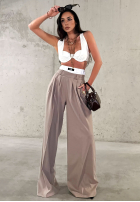 Eleganckie Pantaloni wide leg w paski La Milla Think About Us mokka