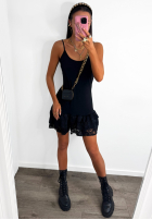 Rochie na ramiączkach z falbanką La Milla Delete His Number negru
