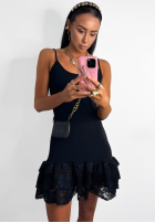 Rochie na ramiączkach z falbanką La Milla Delete His Number negru