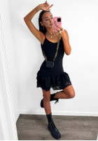 Rochie na ramiączkach z falbanką La Milla Delete His Number negru