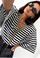 Tricou oversize w paski La Milla It's All About Us  negru-Alb