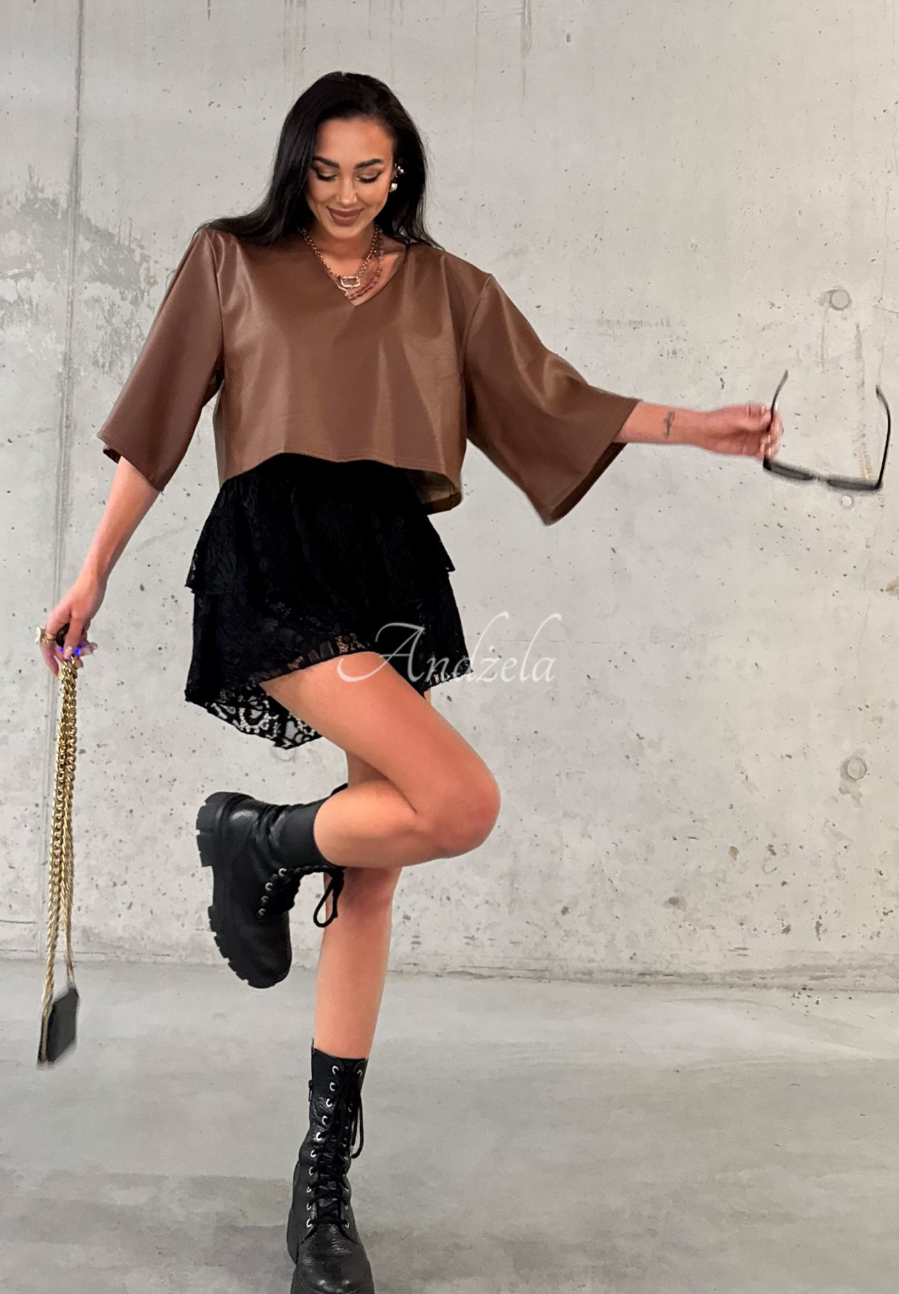 Fustă-pantalon din dantelă La Milla Unseen