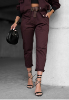 Pantaloni z paskiem Almost Gone burgundowe