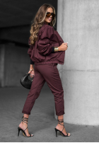Pantaloni z paskiem Almost Gone burgundowe