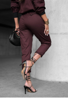 Pantaloni z paskiem Almost Gone burgundowe