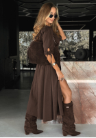 Rochie maxi Watching The Sunrise ciocolatie