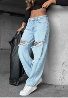 Blugi wide leg cu abraziuni It's Complicated