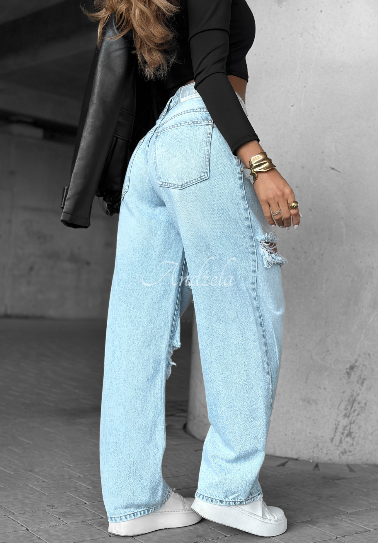 Blugi wide leg cu abraziuni It&#039;s Complicated