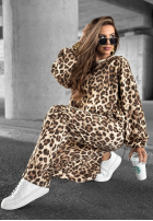din material textil Pantaloni cu model tip panteră Wild Crossing bej