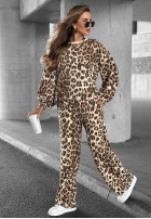 din material textil Pantaloni cu model tip panteră Wild Crossing bej