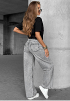 Pantaloni din denim wide leg Don’t Ask Why gri închis